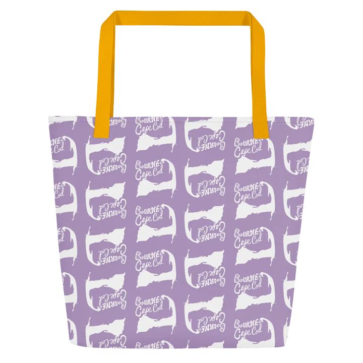 BOURNE to Cape Cod™ | Large Tote Bag with Pocket | Coastal Classic | All-Over Logo Print | White Logo Repeat on East Side Lavender product image (2)