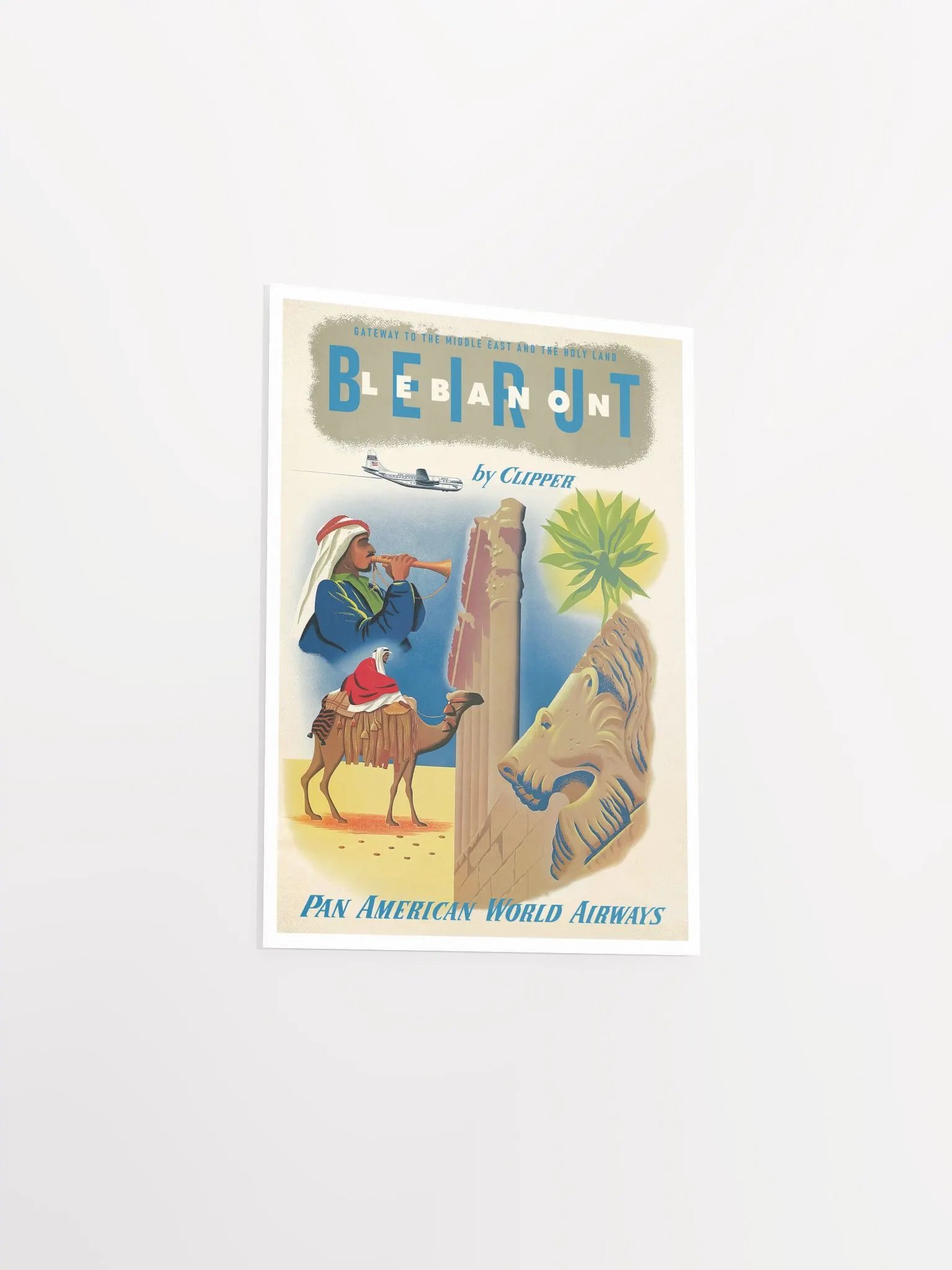 Pan American: Beirut - Lebanon by Clipper, 1950s — retro vintage travel poster, retro travel art, retro travel wall art product image (8)