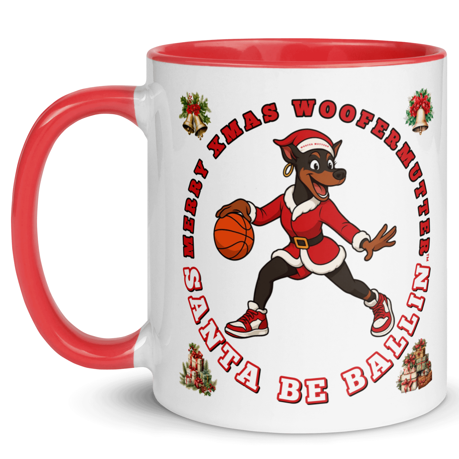 WooferMutter™ Santa Be Ballin Xmas Mug - Doberman Female product image (2)