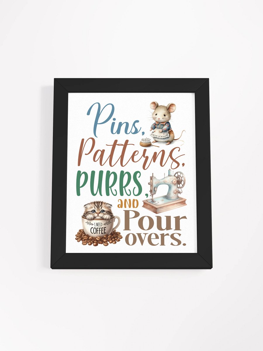 Whimsical Pins Patterns Purrs Framed Poster product image (1)