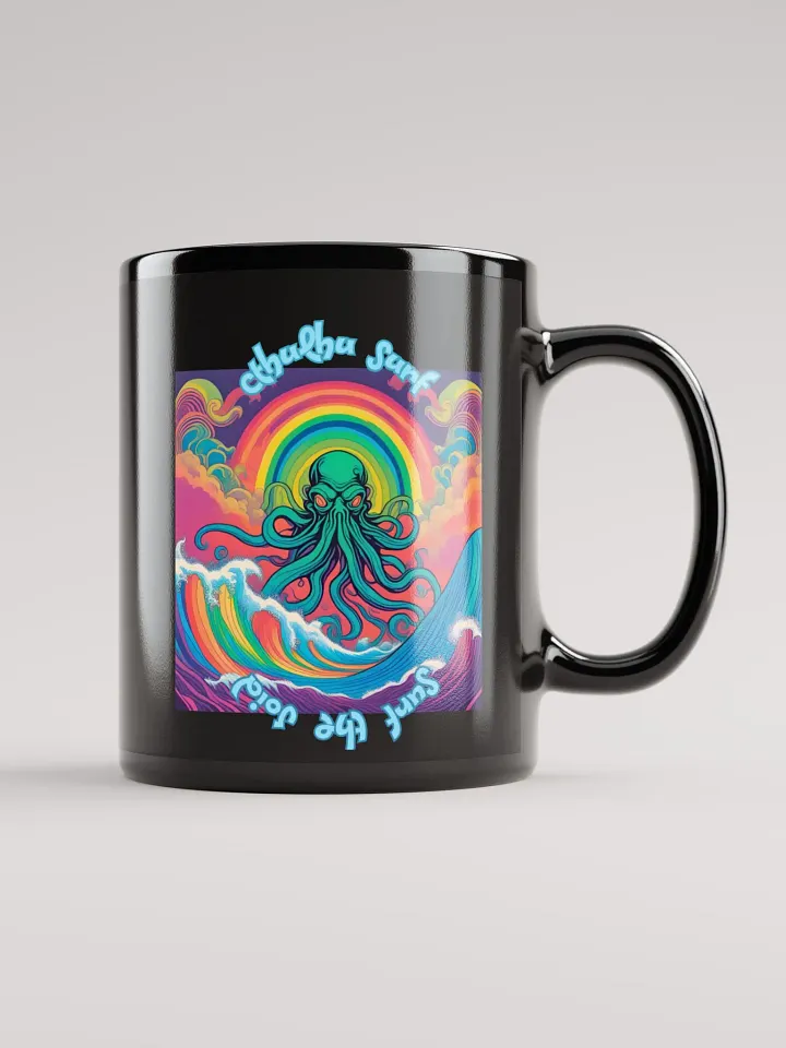 Cthulhu Surf Black Coffee Mug 01A product image (2)