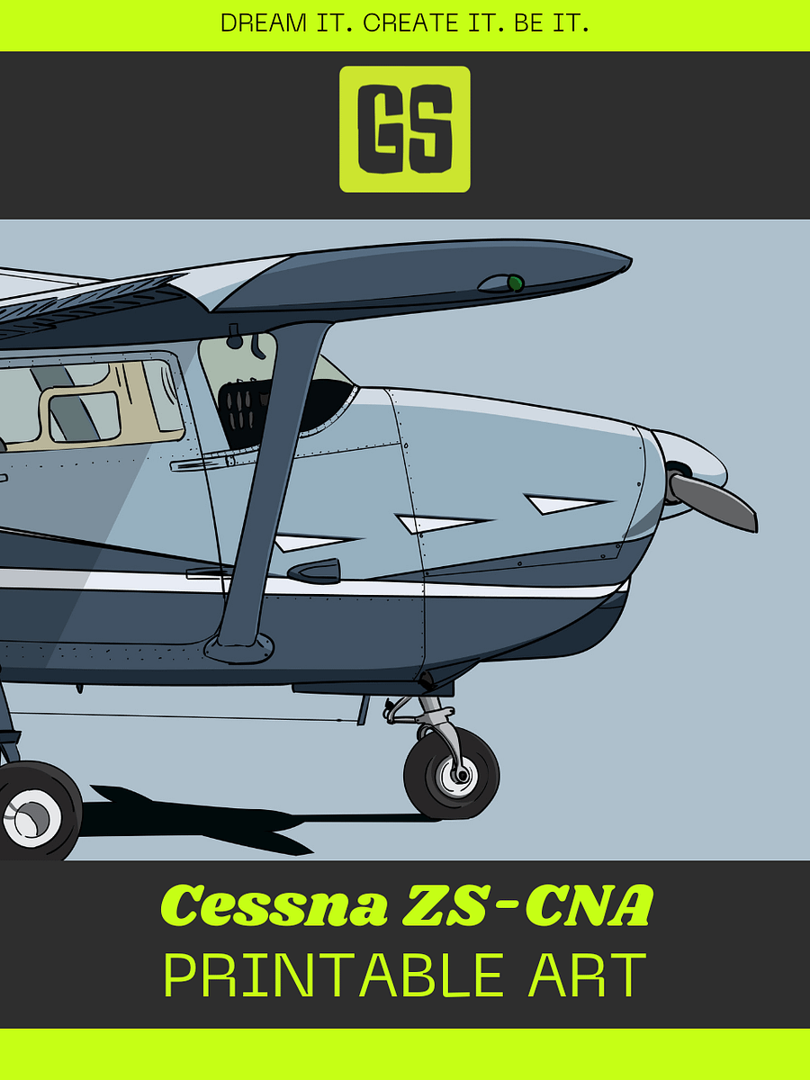Cessna 210 ZS-CNA Printable Aviation Wall Art with Full Blue Background product image (4)