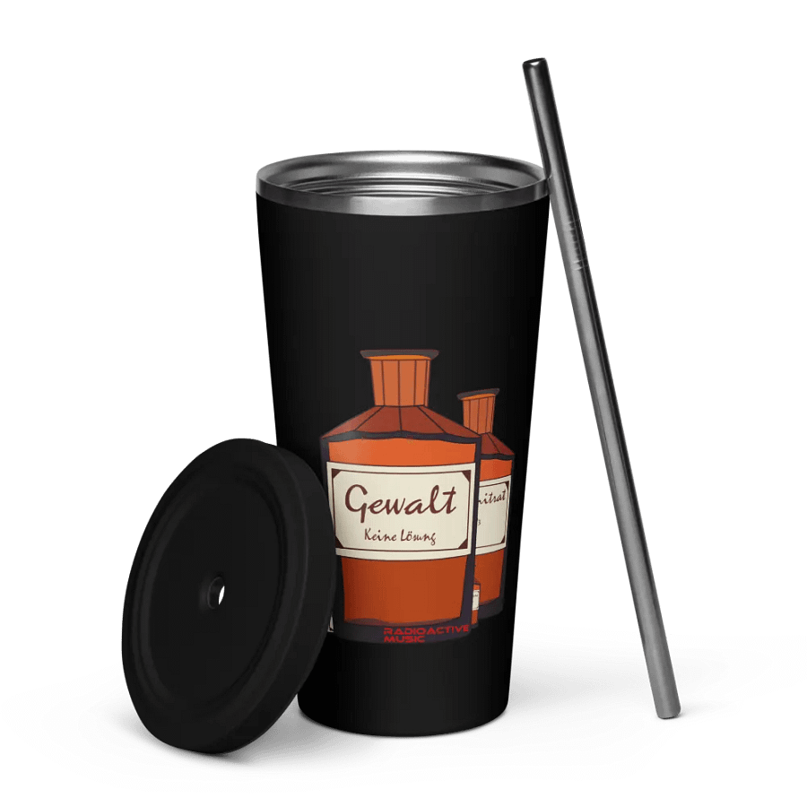 Gewalt ist keine Lösung Becher mit Isolierung und Strohhalm product image (5)