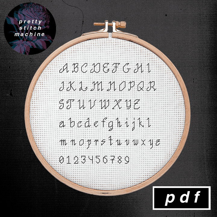 Mourning Back Stitch Alphabet / Font product image (1)