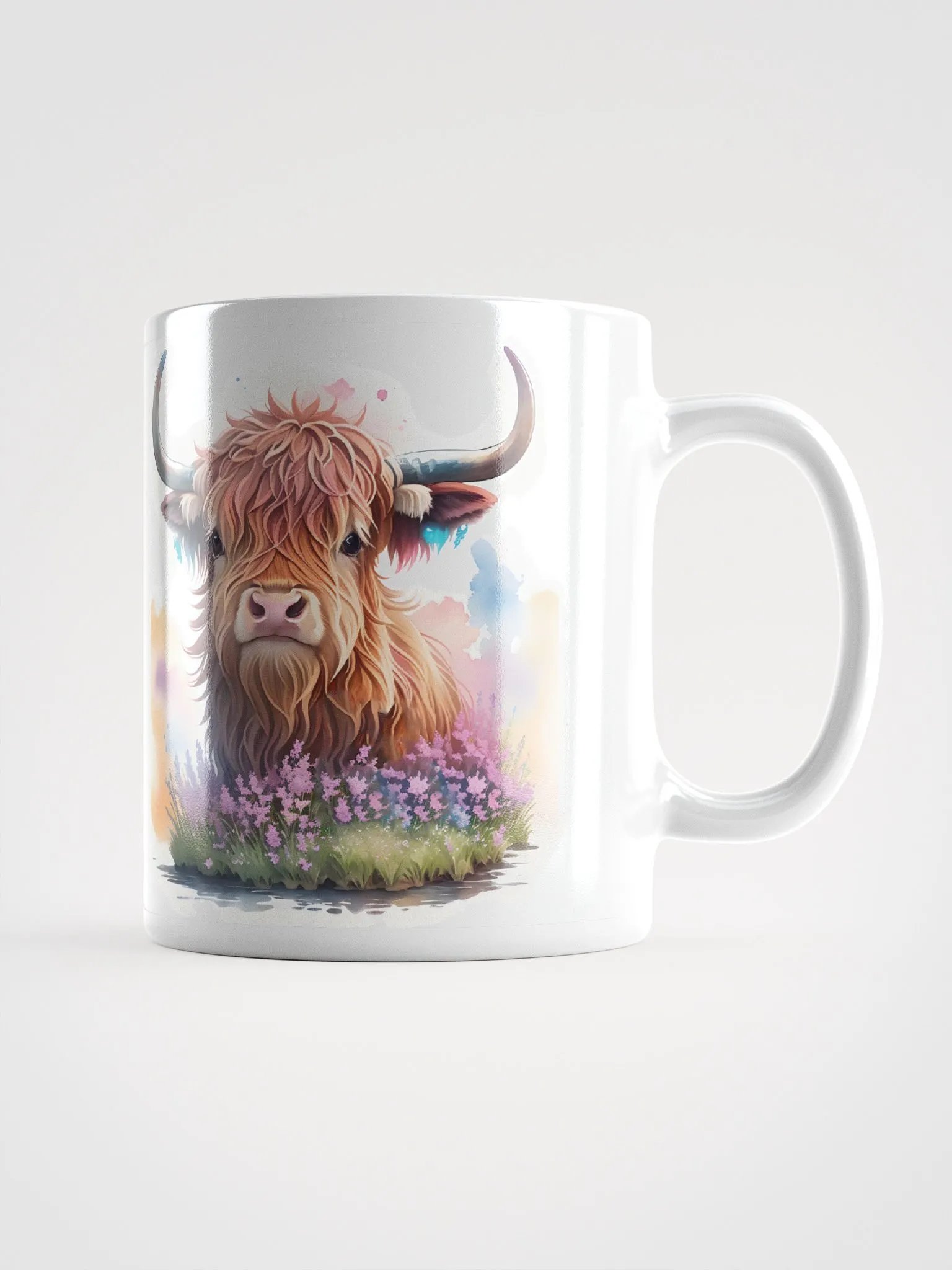 Whimsical Highland Cow White Glossy Mug product image (1)
