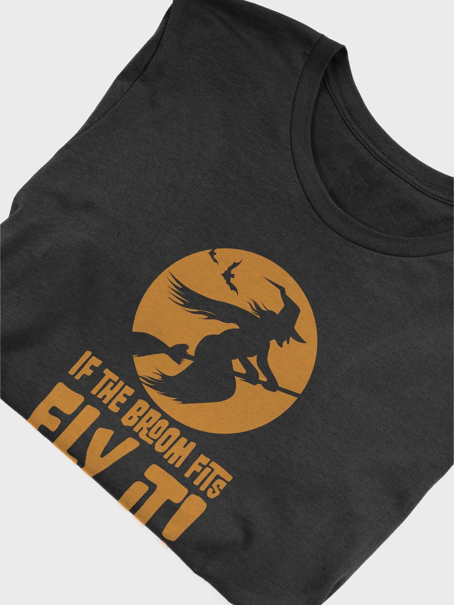If the Broom Fits Ride it T-Shirt | Halloween Witch Costume Tee | Retro Spooky Fall Apparel. product image (3)