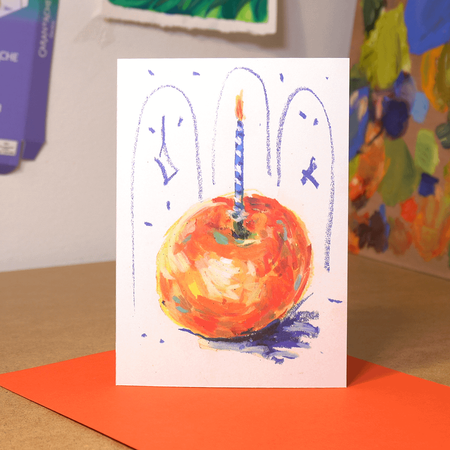 Tangerine with candle Postcard product image (1)