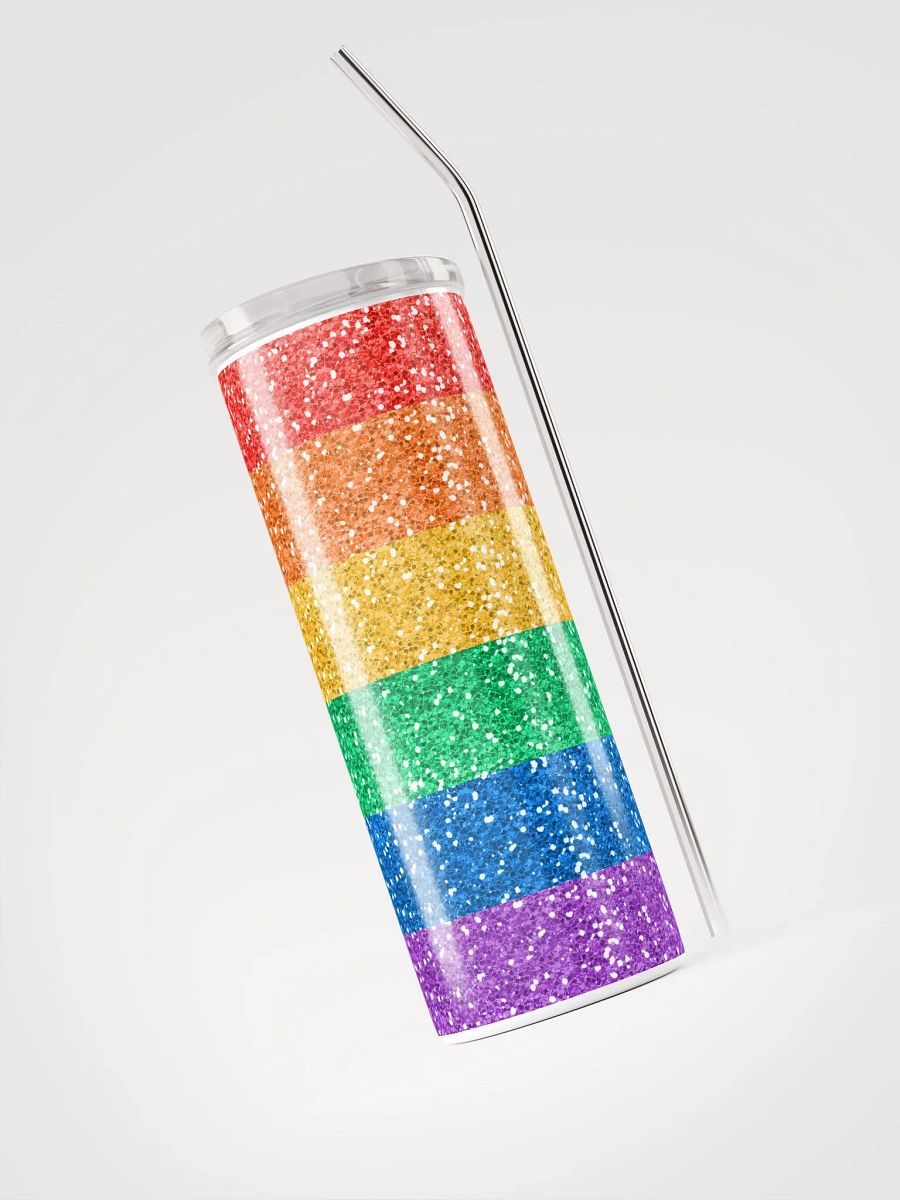 🌈 Sparkling Rainbow Glitter Stainless Steel Tumbler with Reusable Straw | Eco-Friendly 20oz Cup for Vibrant Beverages product image (3)