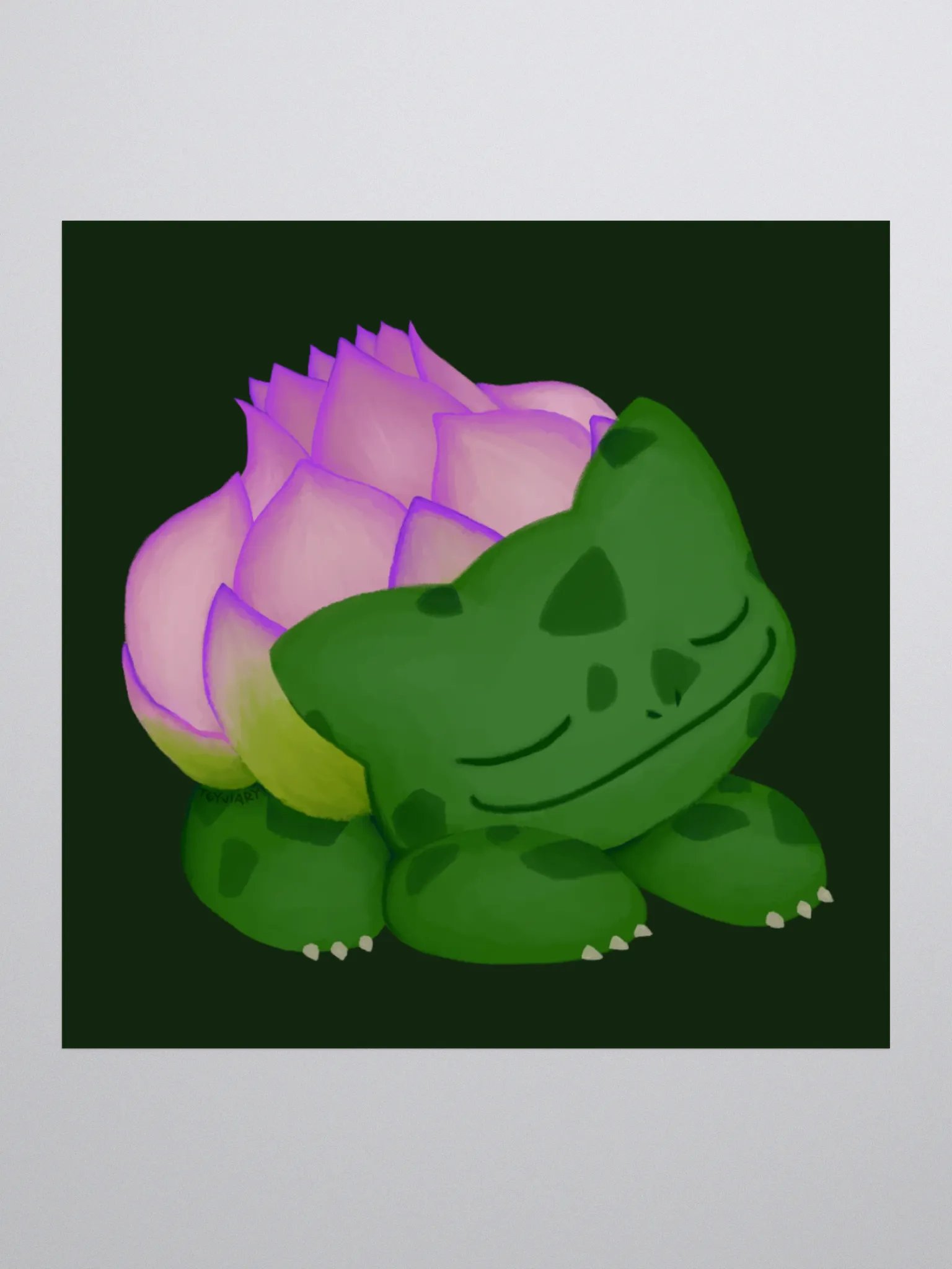 Lotus Frog Sticker (Green Background) product image (1)