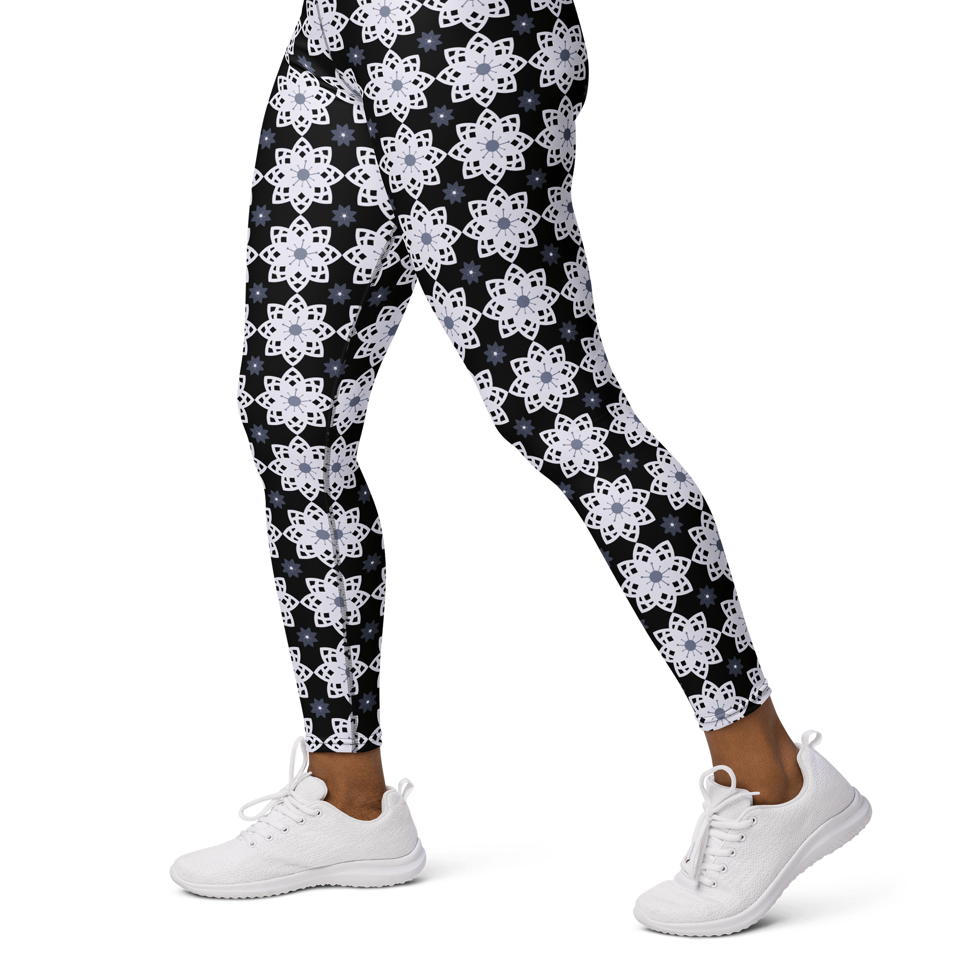 Elegant Floral Pattern High-Waisted Yoga Leggings product image (3)
