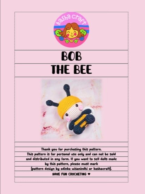 Bob The Bee Amigurumi Crochet Doll Written Pattern Instruction product image (2)