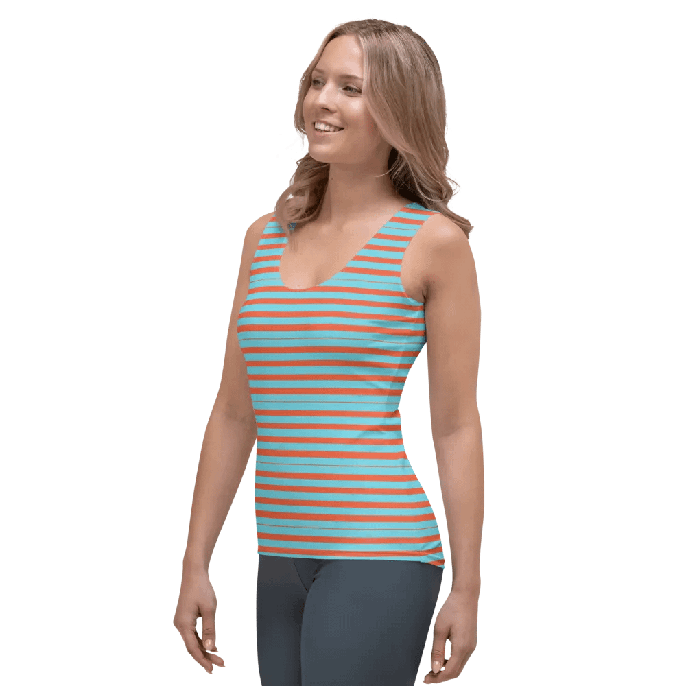 Egyptian Blue and Burnt Orange Striped Women's Tank Top product image (5)