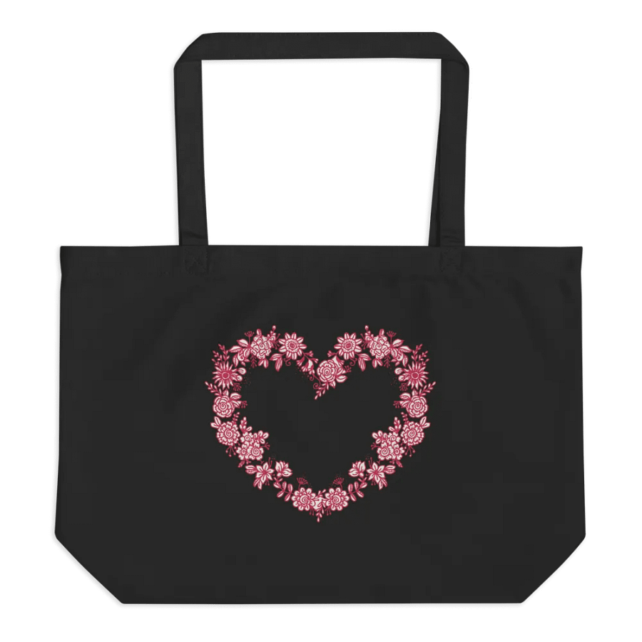 Red Floral Heart Organic Cotton Tote Bag product image (5)