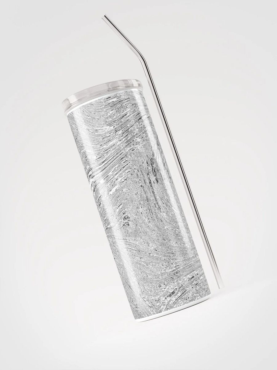 Swirling Silver Stainless Steel Tumbler | Eco-Friendly 20oz with Reusable Straw product image (3)