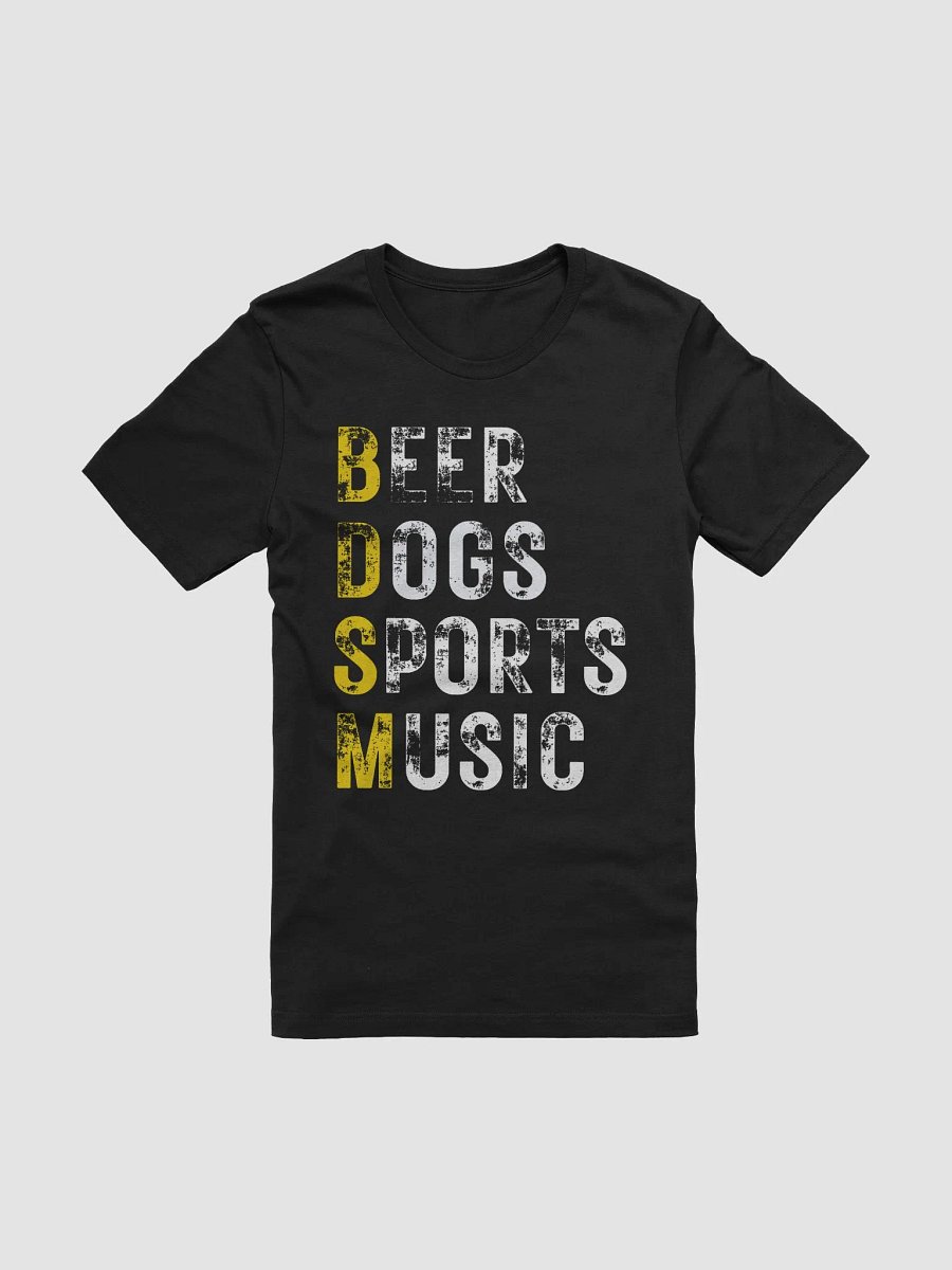 Beer Dogs Sports Music T-Shirt – Funny Gold Shirt Gift for Men and Women product image (1)
