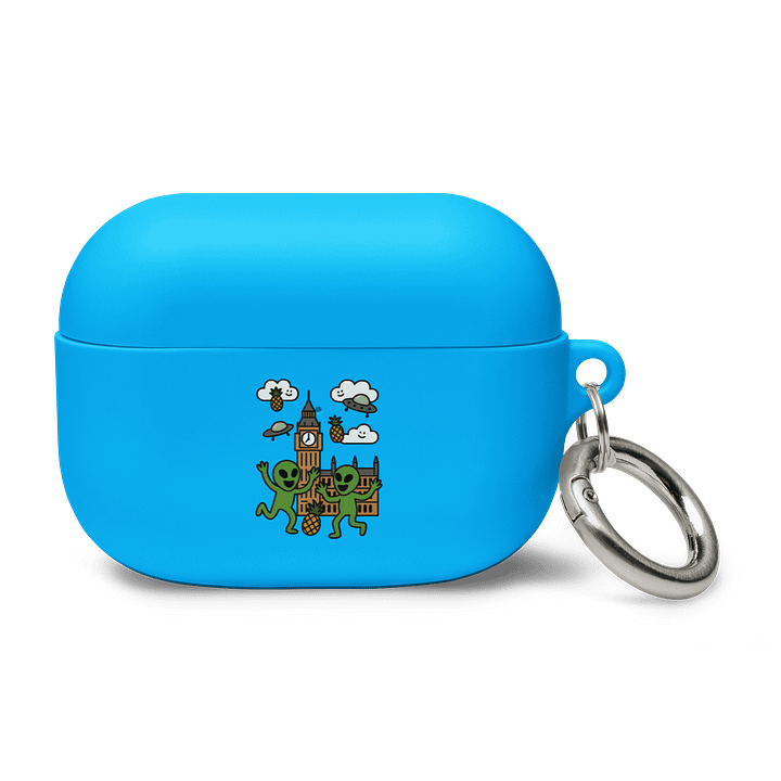 Martians Take London! Roswell Aliens at Big Ben Blue AirPods® Case product image (1)