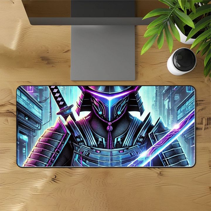 Cyber Samurai Neon Fury Desk Mat - 12"x22" product image (1)
