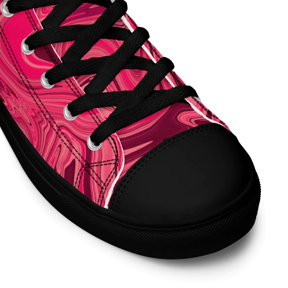 Women's High Top Canvas Shoes - Shades of Magenta Pink Digital Fluid Art product image (12)
