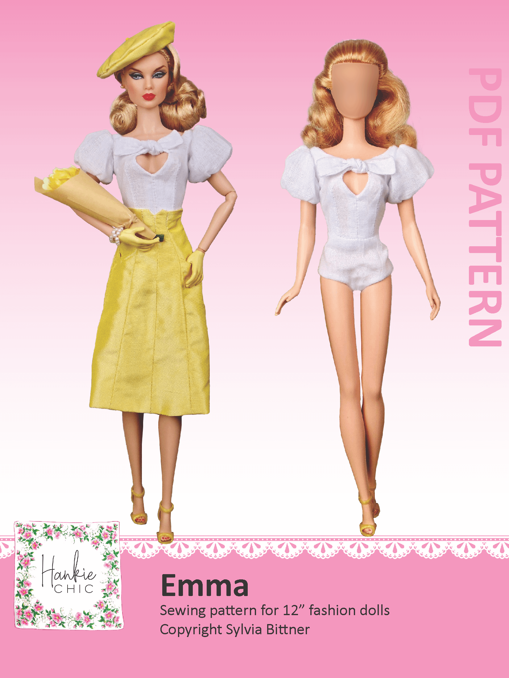 Emma sewing pattern for 12" fashion dolls product image (1)