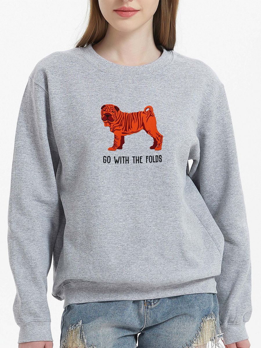 Go with the Folds Sweatshirt (Embroidered) of a Chinese Shar-Pei(Red) product image (2)