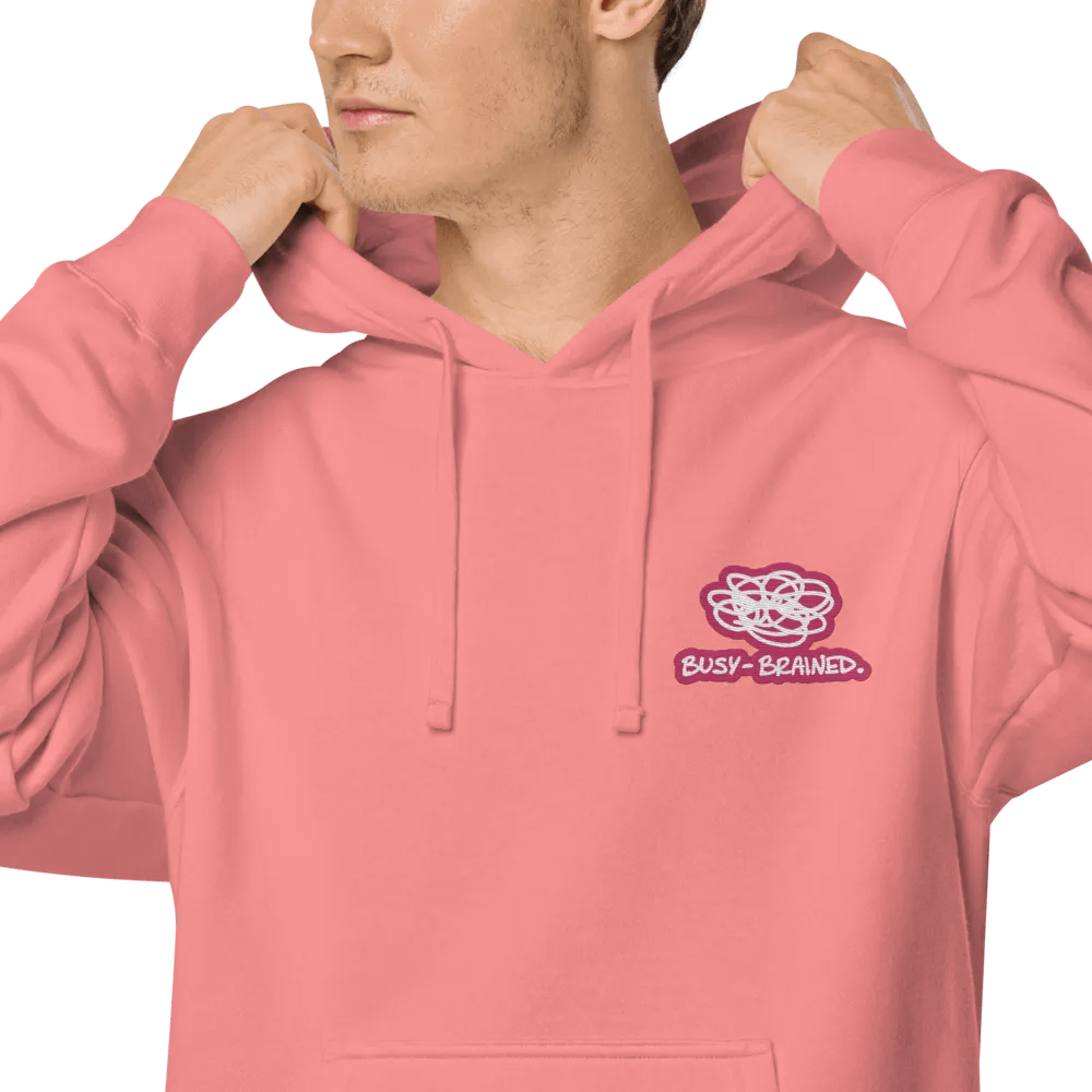 BUSY-BRAINED (L.C. pink bubble design 2) embroidered pigment hoodie product image (7)