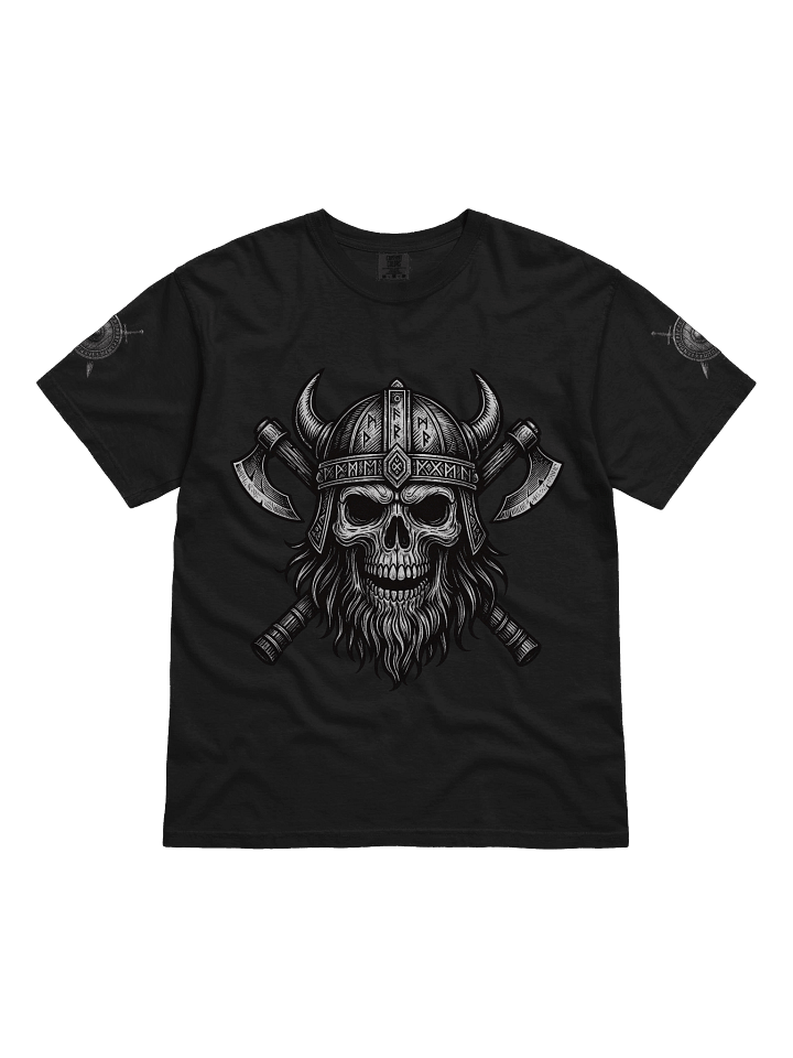 Comfort Colors Garment-Dyed Heavyweight T-Shirt - Norse Skull Front with Shield Sleeve Design product image (9)