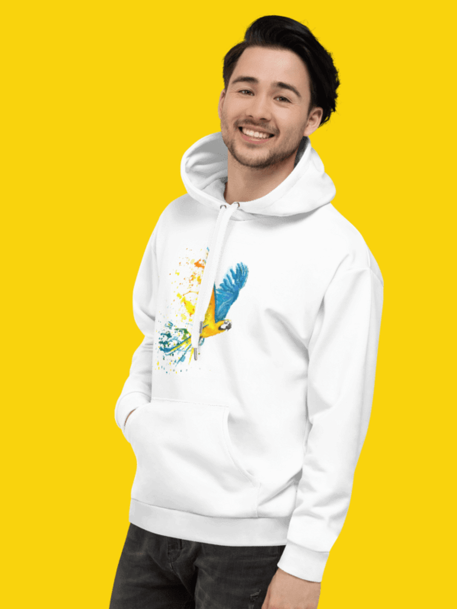 All-Over Print Recycled Unisex Hoodie ''Parrot'' | Anastasia Gracheva© product image (8)