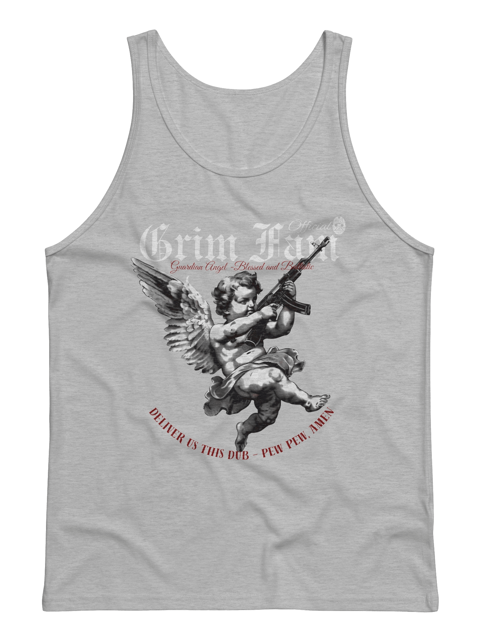 GRIM FAM — SQUAD GRIM FAM — CHAOS DIVISION | TEAM EXCLUSIVE: GRIM ANGEL OF W'S - SINGLET - #2 - Black / Navy / Blue / Red / Grey product image (1)