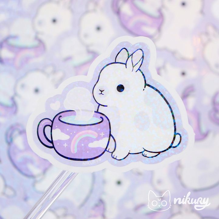 Glitter Tea Bunny Sticker product image (1)