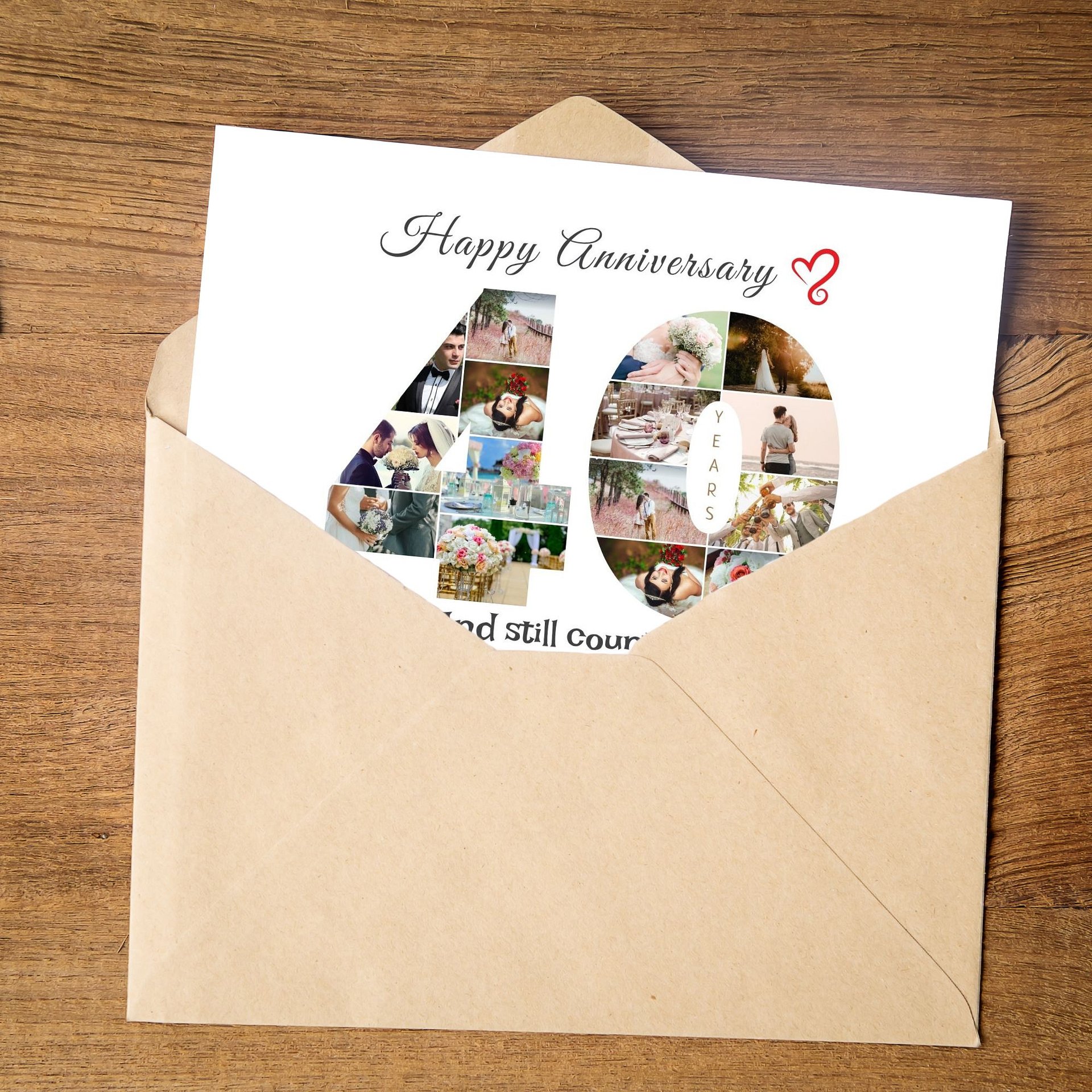 40 Year Anniversary Photo Card Editable Canva Template product image (2)