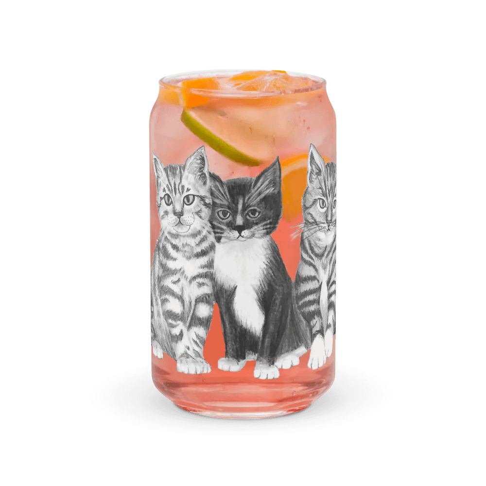 Kittens Drawing Glass Can Cup product image (37)