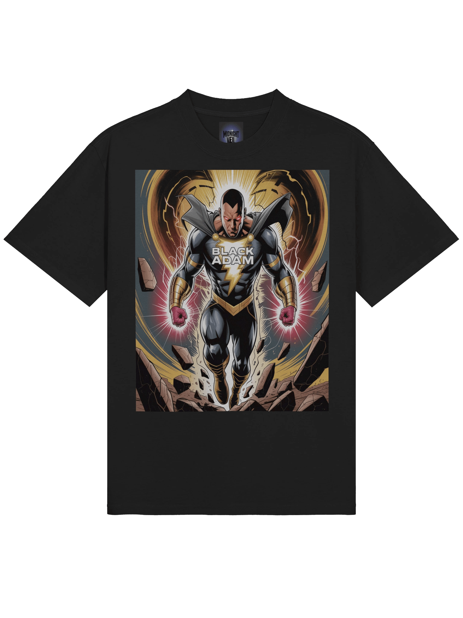 Black Adam Kahndaq Fury Oversized Faded T-Shirt – Shazam Lightning Eclipse product image (5)