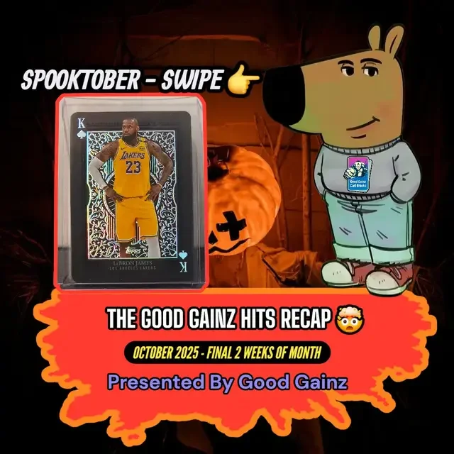 🎃 SPOOK-TOBER - FINAL 2 WEEK Recap of 2025 Hits 😎  . 👻 The Haunting of TCG & Sports Continued All Month! Check Out These Hits Pulled On Our TikTok Streams...Sooooo Scary! 😨  🍿 Variety of NONSTOP 🔥 Hits From Sports & TCG Products! Give Us A Try & Have Your Big #GoodGainz Pull Posted On Our #WallofGoodGainz Next‼️👀  ⭐ If You Want Your Hit Featured In Our NOVEMBER Posts, Make Sure To Grab A Box In Our TikTok Shop or Next Live Stream, Before Those Good Gainz Get Snatched Up‼️ 🔗 Available In Our TIKTOK SHOP 💯 💬 Which Scary Hit Has You Ready To Venture Into Our Stream? 🤔  .. #pullingsomegoodgainz🔥 #sportscards #lebronjames 