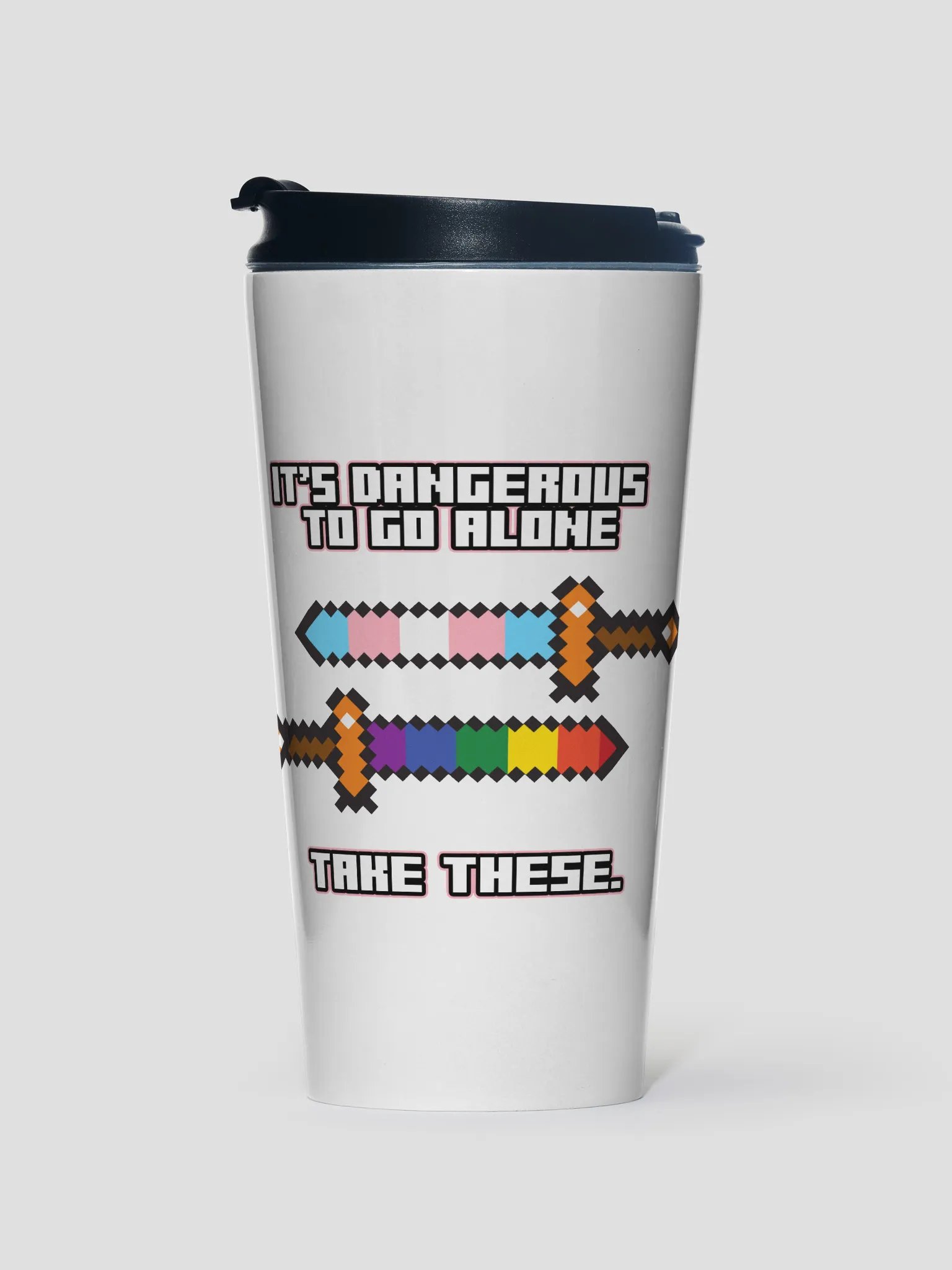 It's Dangerous to Go Alone - White Stainless Steel Travel Mug product image (1)