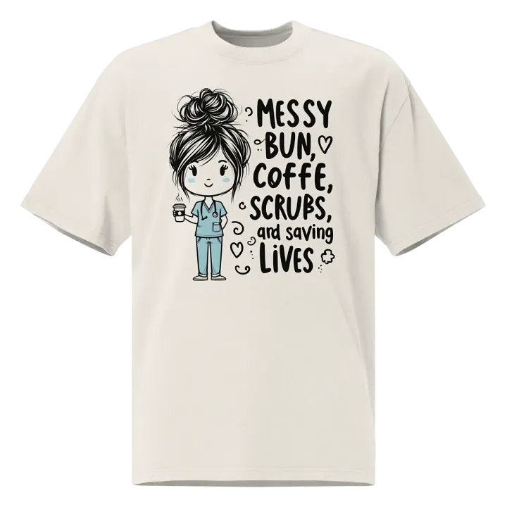 Messy Bun Coffee Scrubs Faded Tee product image (2)