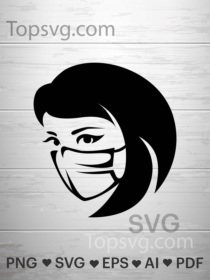 Face mask SVG, Eyelash Quarantine Vector Clipart, Wearing a Face Mask SVG Download, corona svg, women face shirt SVG, Cricut Cutting File product image (1)