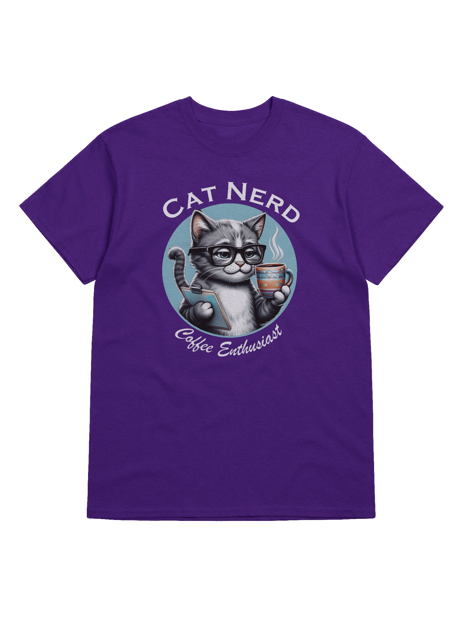 Cat Nerd Coffee Enthusiast Dark Version Unisex Heavyweight Graphic T-shirt product image (5)