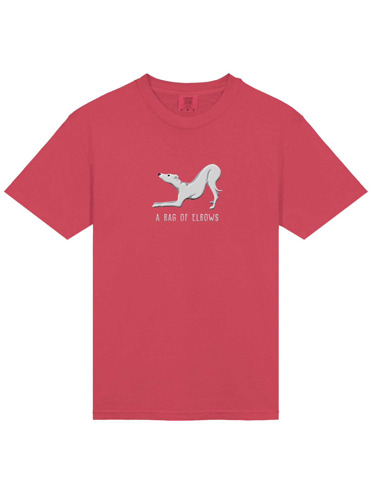 A Bag of Elbows T-Shirt(Embroidered) of an Italian Greyhound(White) product image (43)