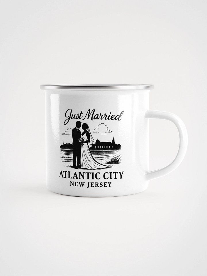 Atlantic City NJ "Just Married" Enamel Wedding Mug product image (1)