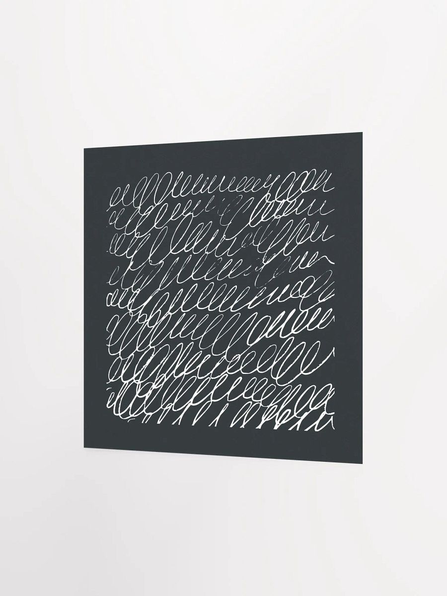 White Scribble on Black Abstract Art Print product image (9)
