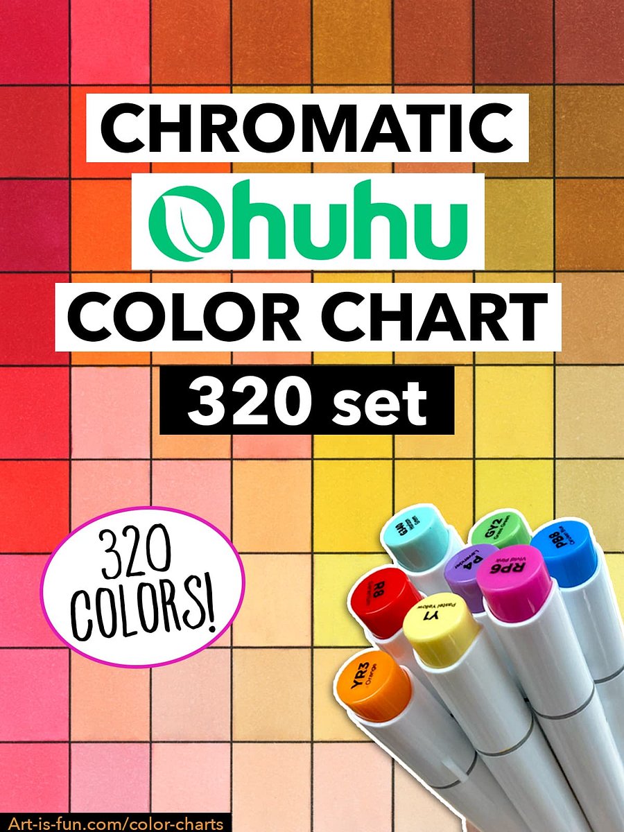 Ohuhu Color Chart - 320 Honolulu Colors in Chromatic Order (Hex + Grid) product image (6)