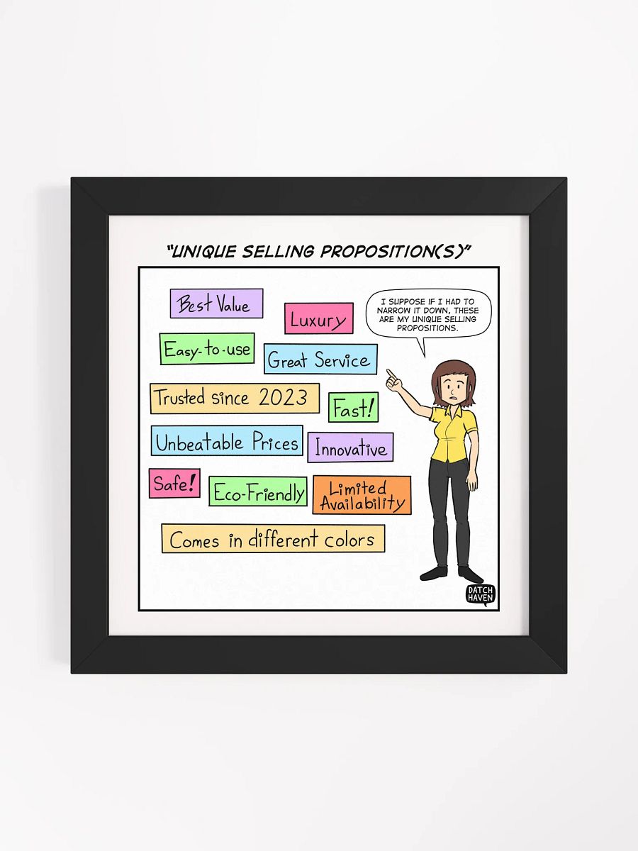 "Unique selling proposition(s)" framed poster (10″×10″) product image (1)