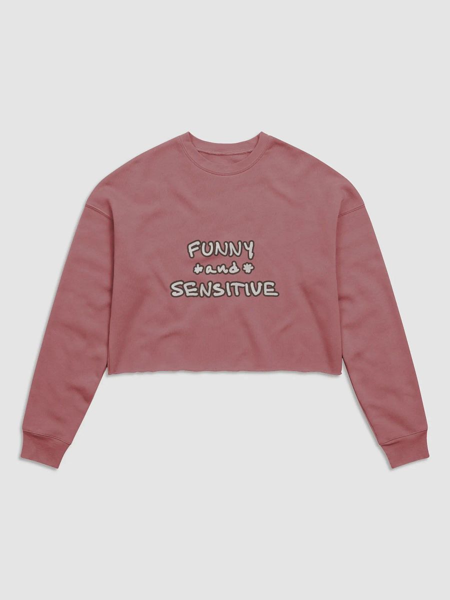FUNNY *and* SENSITIVE (lined design, #503E36) women’s fleece crop sweatshirt product image (18)