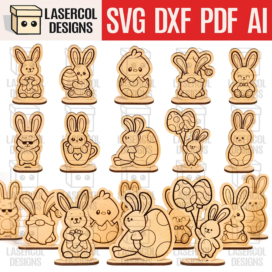 Easter Cutouts With Base Mega Bundle (+80) - Laser Cut Files product image (7)