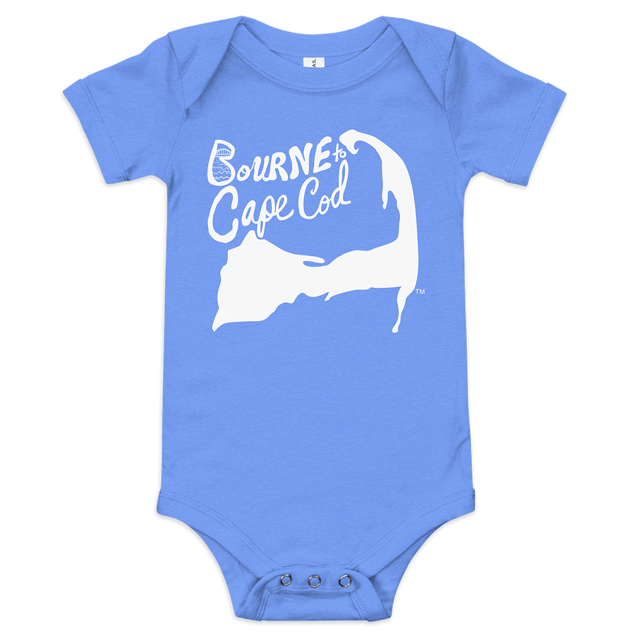 BOURNE to Cape Cod™ | Baby One-Piece with Snaps | BRN.2C.C.™ Logo Back | Ultra-Soft Cotton Bodysuit for Coastal Cuties | White Logos product image (12)