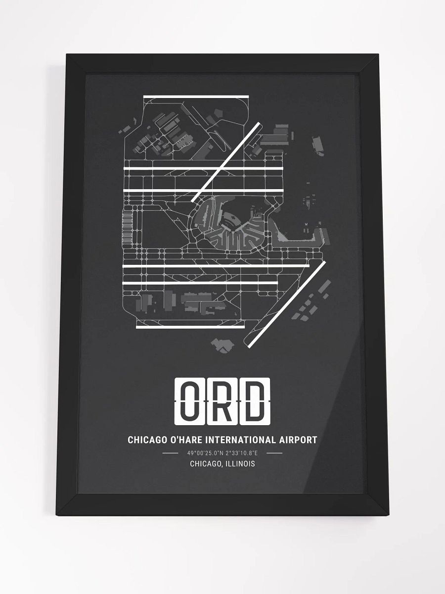 Framed Airport ORD Premium Map On Matt Paper product image (4)