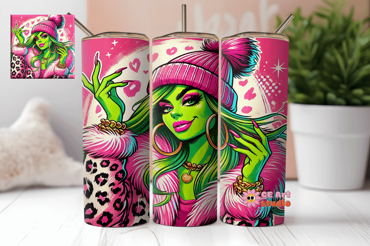Mama Grinch Tumbler Wrap PNG product image (1)
