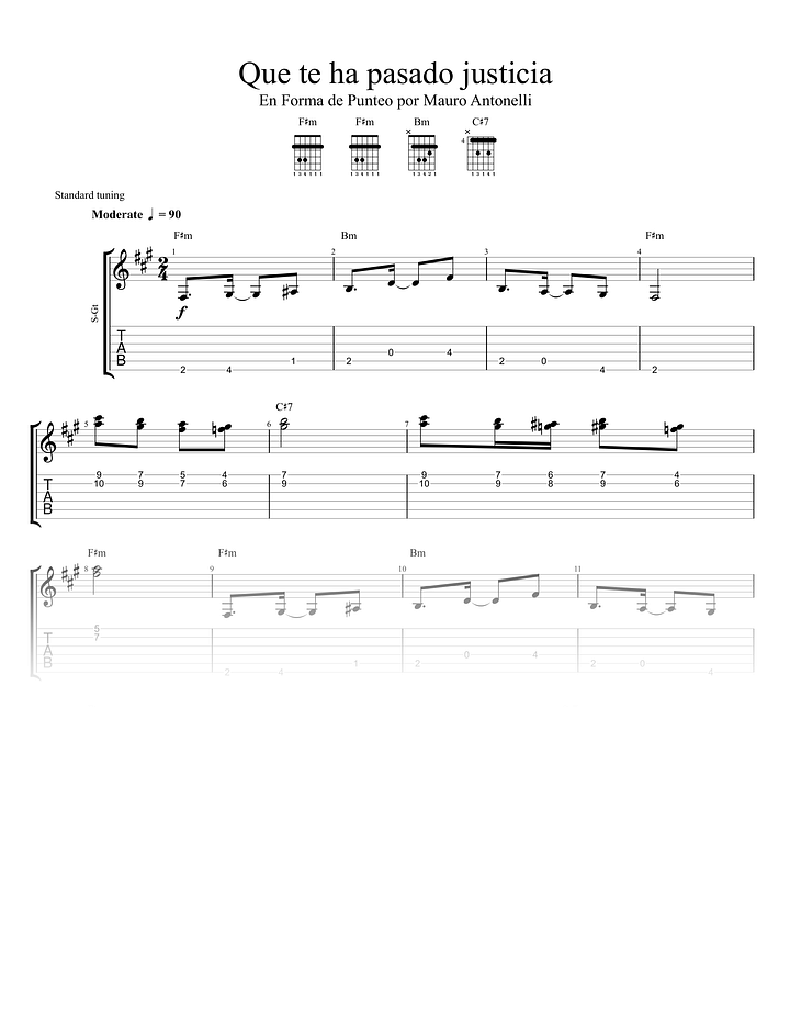 Qué te ha pasado justicia - Partitura + Tabs + Acordes + Pista product image (1)