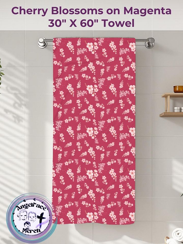 Cherry Blossom Flowers Magenta Towel product image (2)