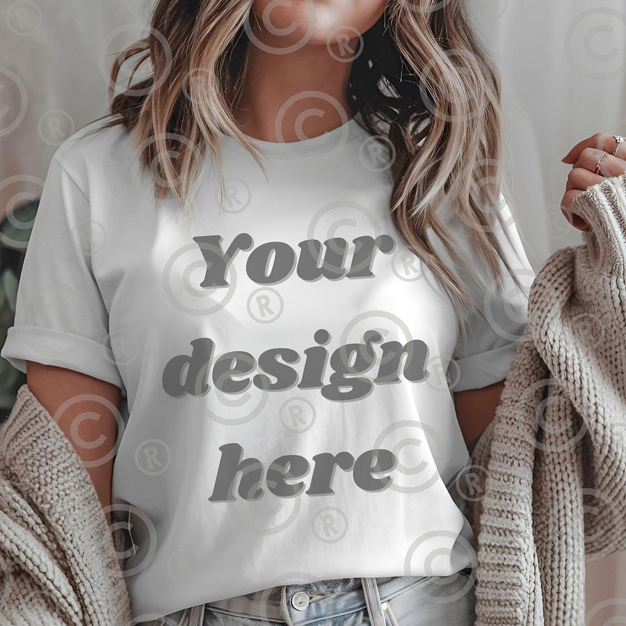 White T-Shirt Mockup - Your Design Here | Customizable T-Shirt Template product image (1)